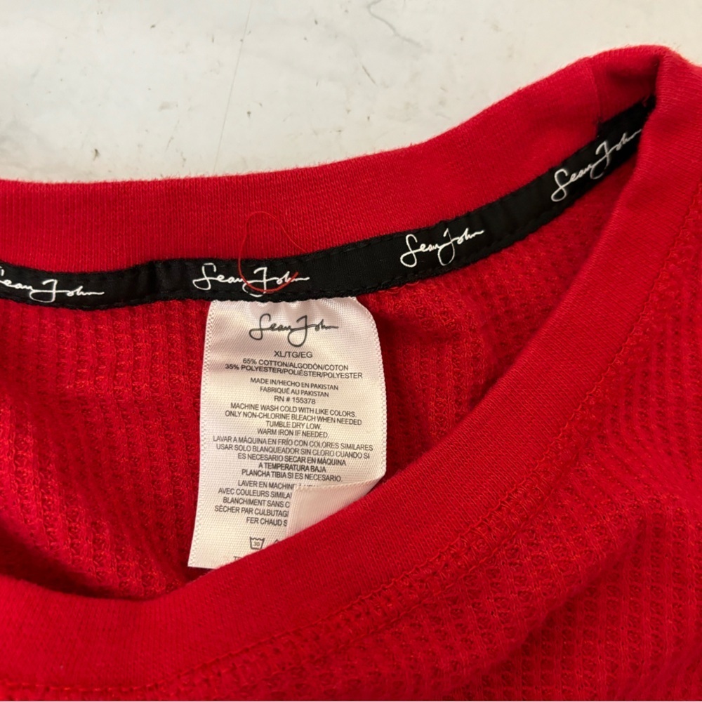 Vintage Y2K Sean John Logo Thermal Shirt Size XL Hip Hop Long Sleeve Red C2​​ - Picture 4 of 4